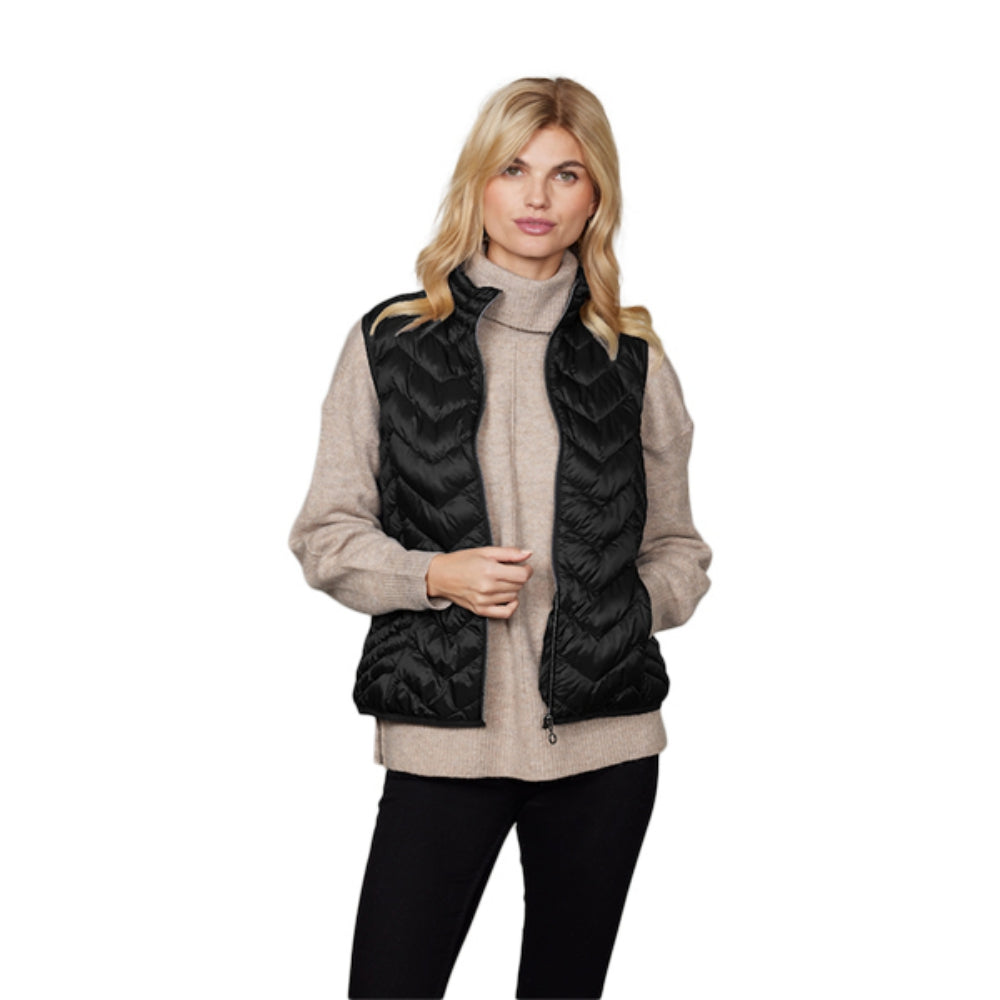 Halfdays Womens Louise Down Vest Midlayer in Black Color