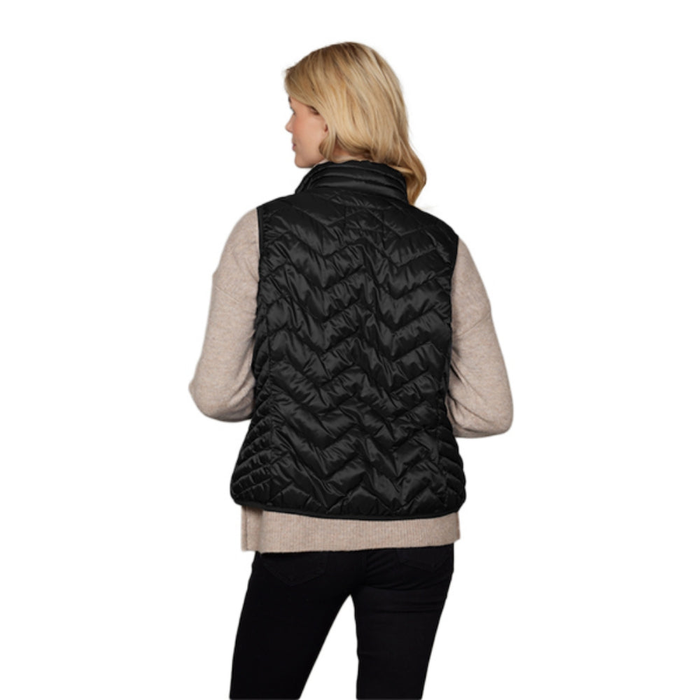 Halfdays Womens Louise Down Vest Midlayer in Black Color