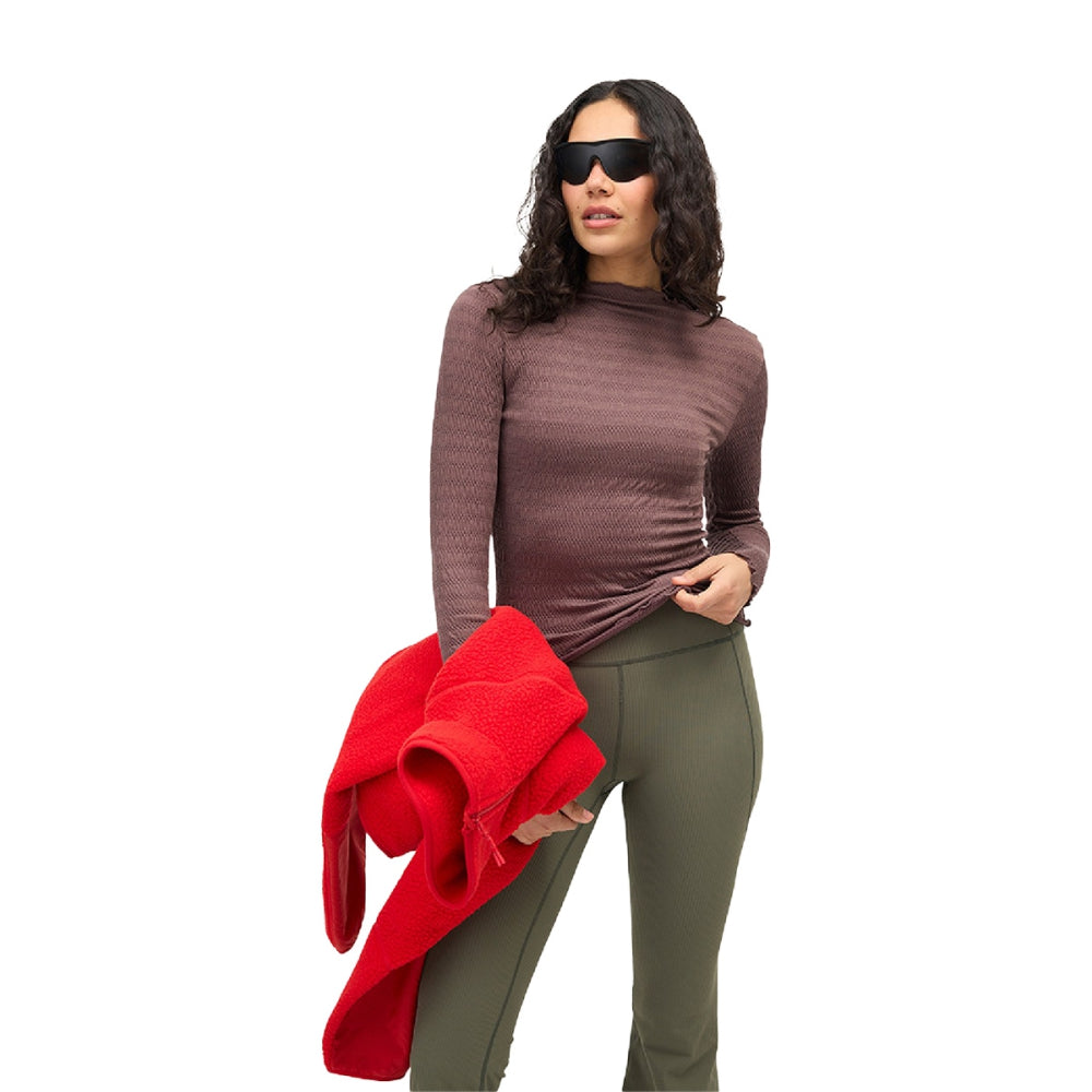 Halfdays Womens Ynes Trail Long Sleave T Tops in Brown Color