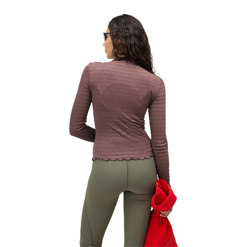 Halfdays Womens Ynes Trail Long Sleave T Tops in Brown Color