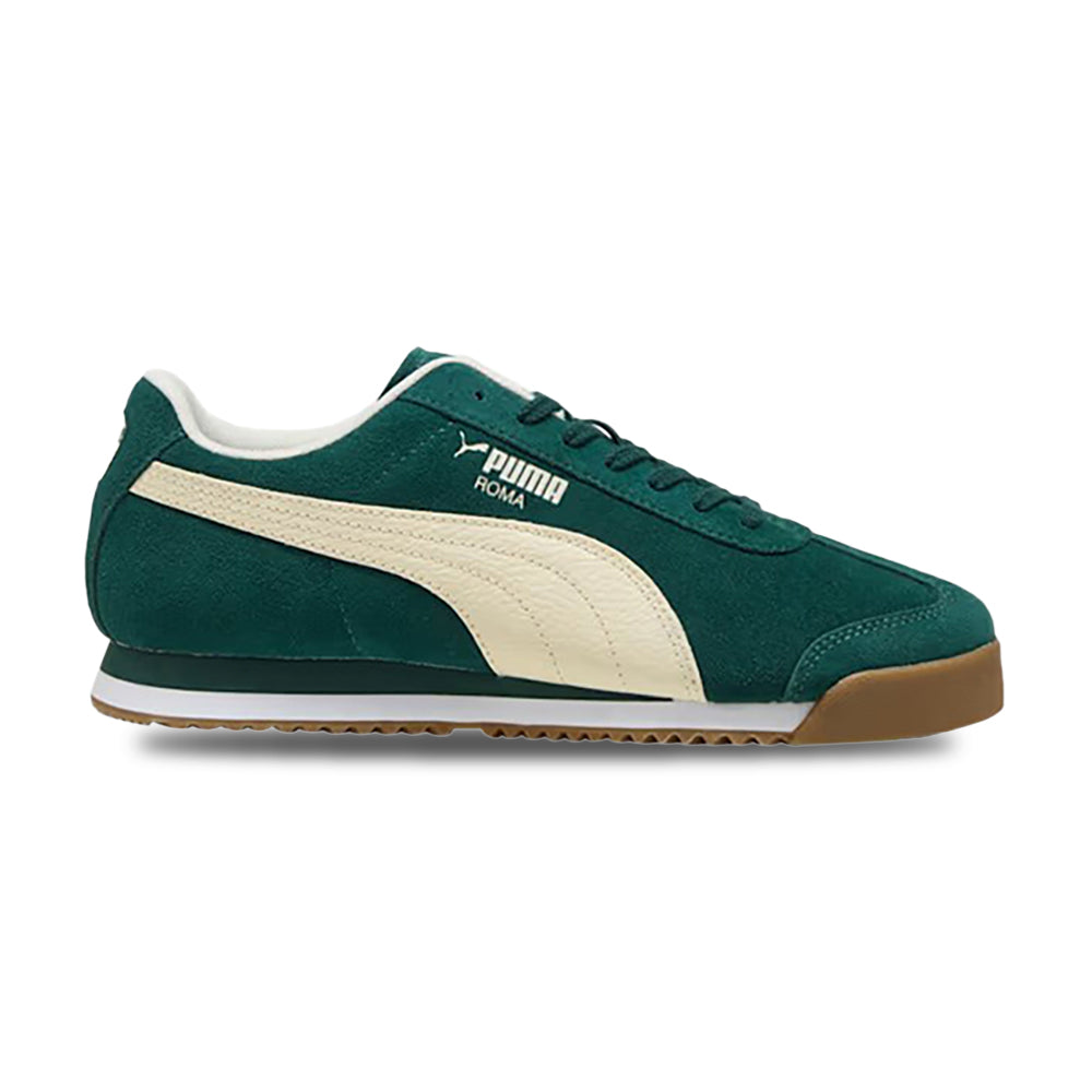Puma Mens Roma Suede Sneakers in Green Color