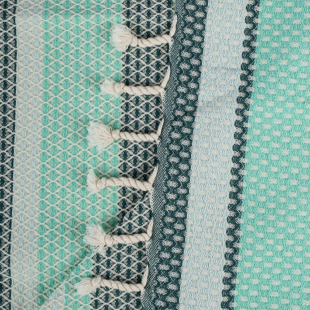 Sand Cloud Unisex Jade Dobby Stripe Towels in Green Color