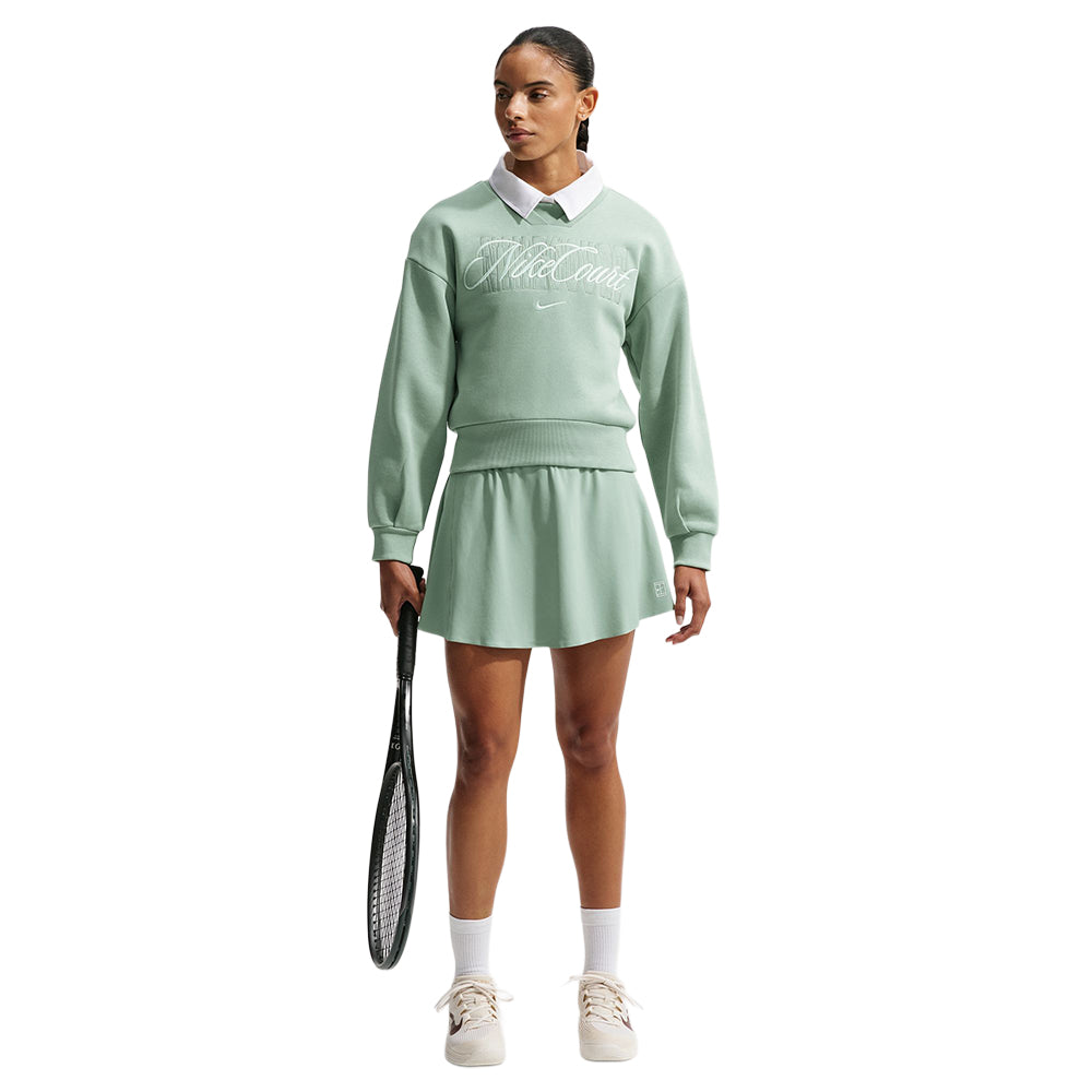 Nike Womens French Terry Crew Neck Pullover in White Color