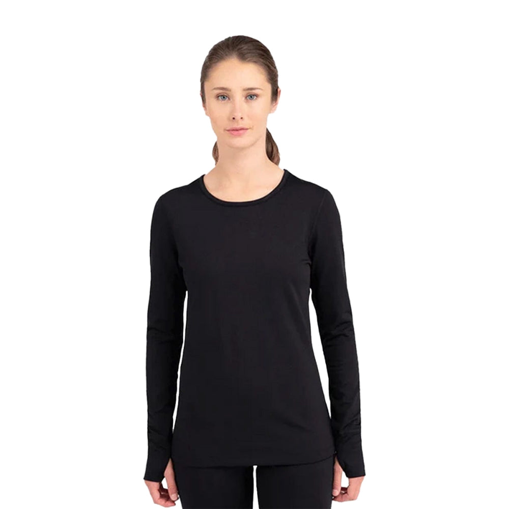 Terramar Womens Below Zero Crew Top Baselayers in Black Color
