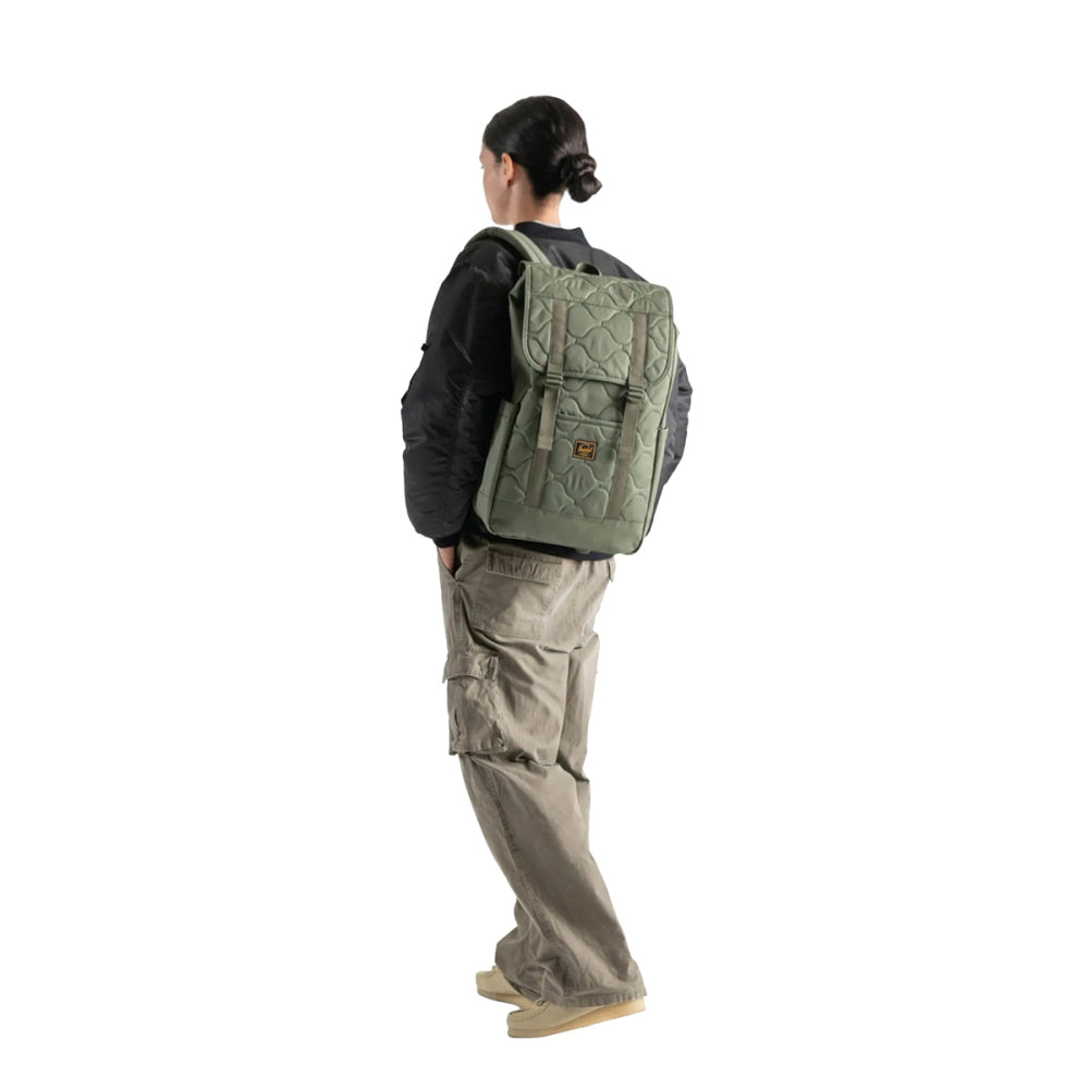 Herschel Retreat Quilted Capsule Bags in Green Color