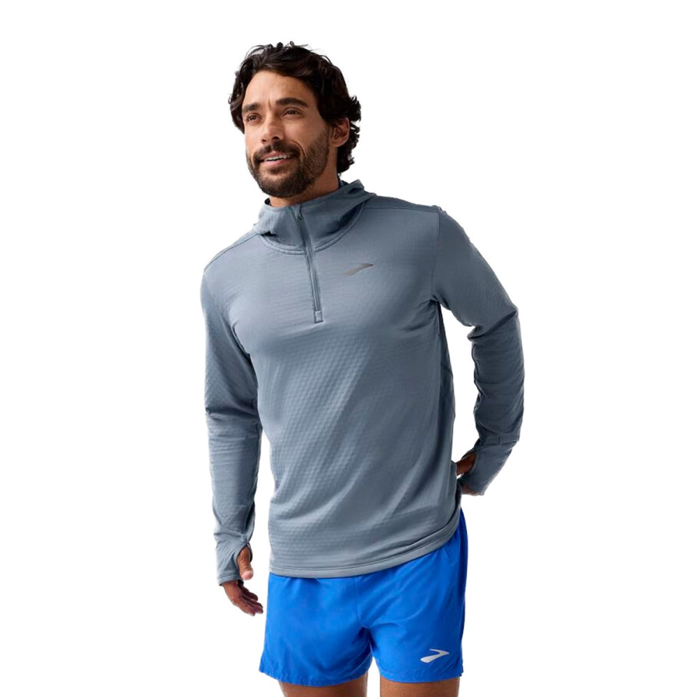 Brooks Mens Notch Thermal Hoodie 3.0 Running Jackets in Grey Color