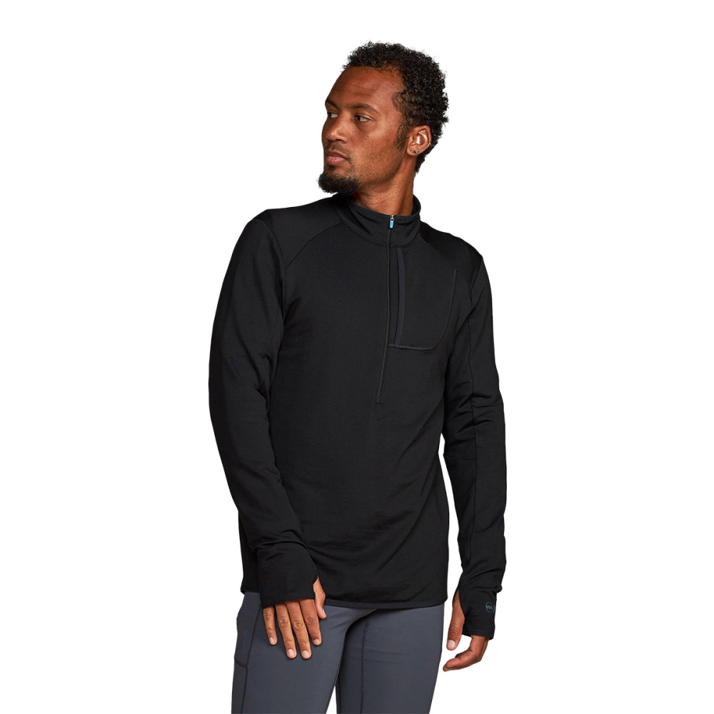 Janji Mens Rover Merino1/2 zip Running Jackets in Black Color