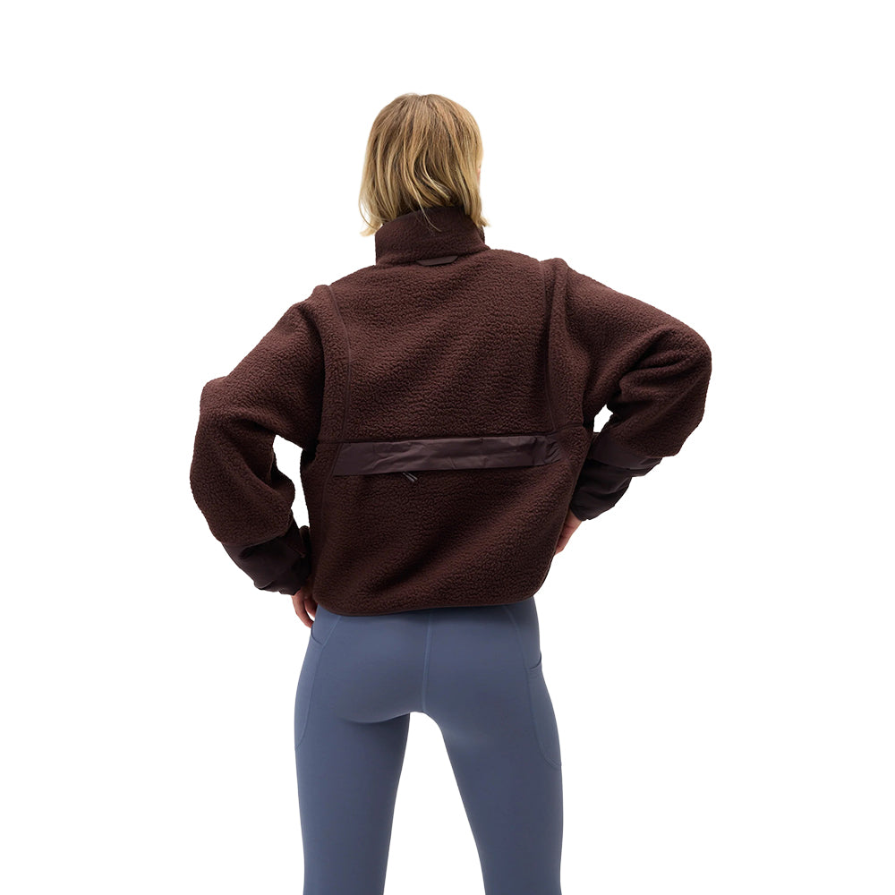 Halfdays Womens Pieper Jacket Fleece Pullover in Brown Color