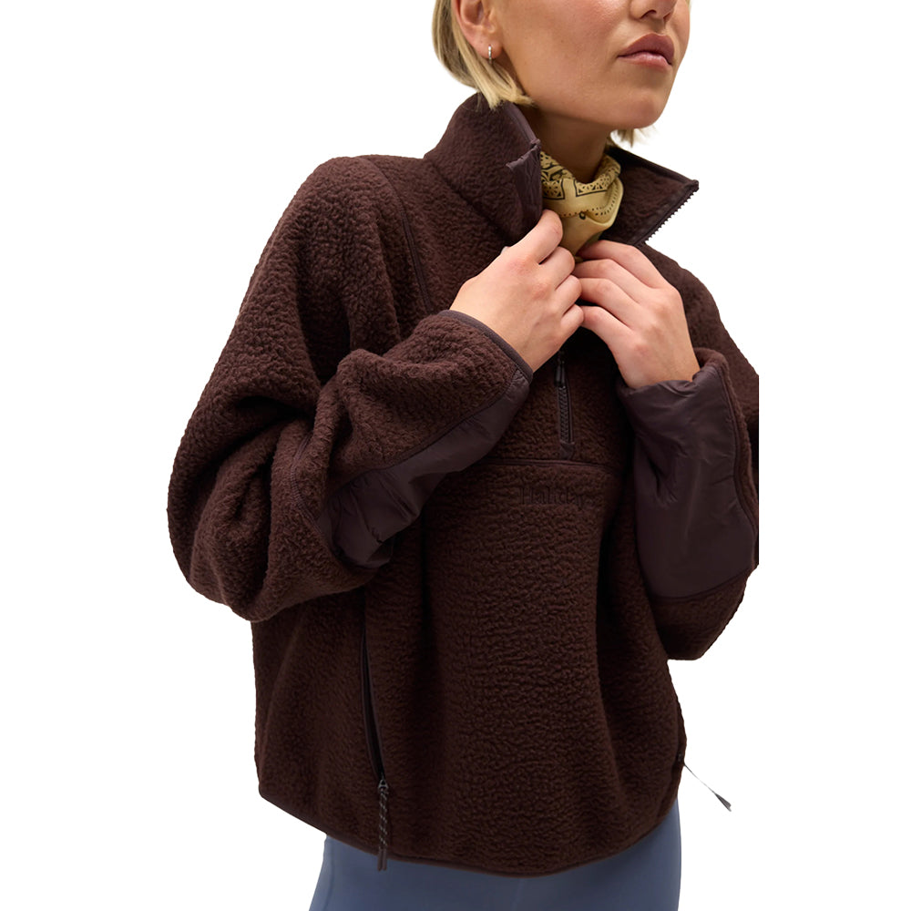 Halfdays Womens Pieper Jacket Fleece Pullover in Brown Color