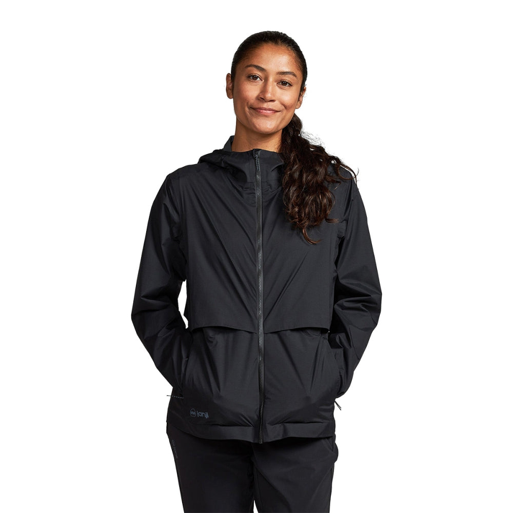 Janji Womens Rainrunner Pack Jacket Running Jackets in Black Color