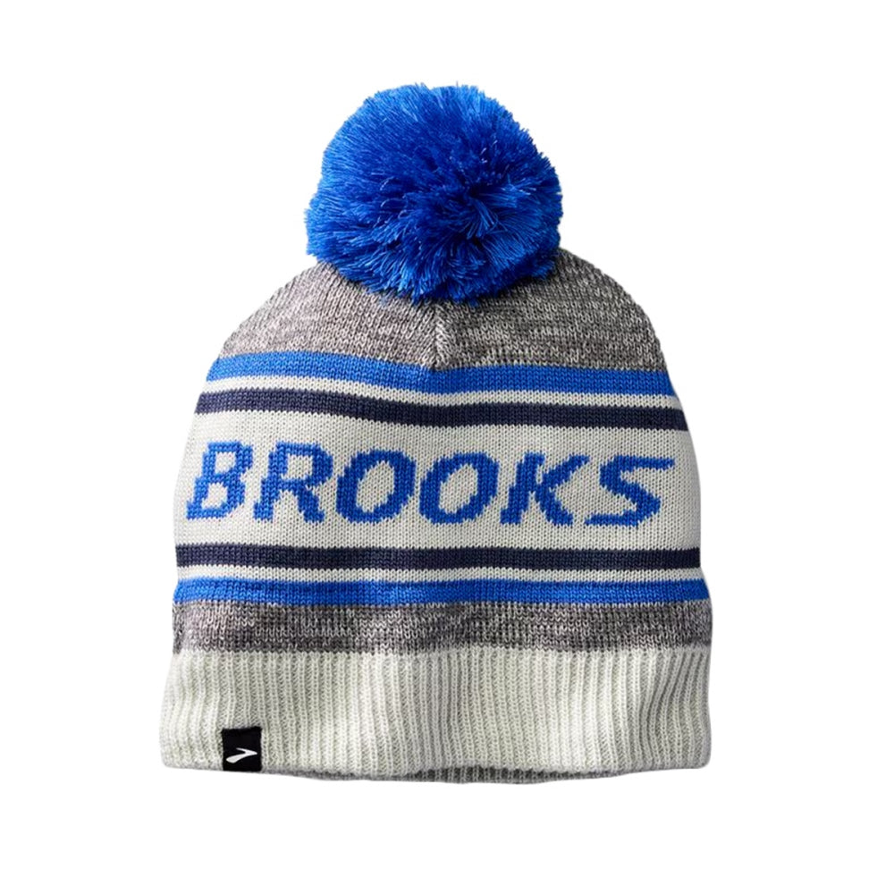 Brooks Unisex Heritage Pom Beanie Winter Hats in Blue Color