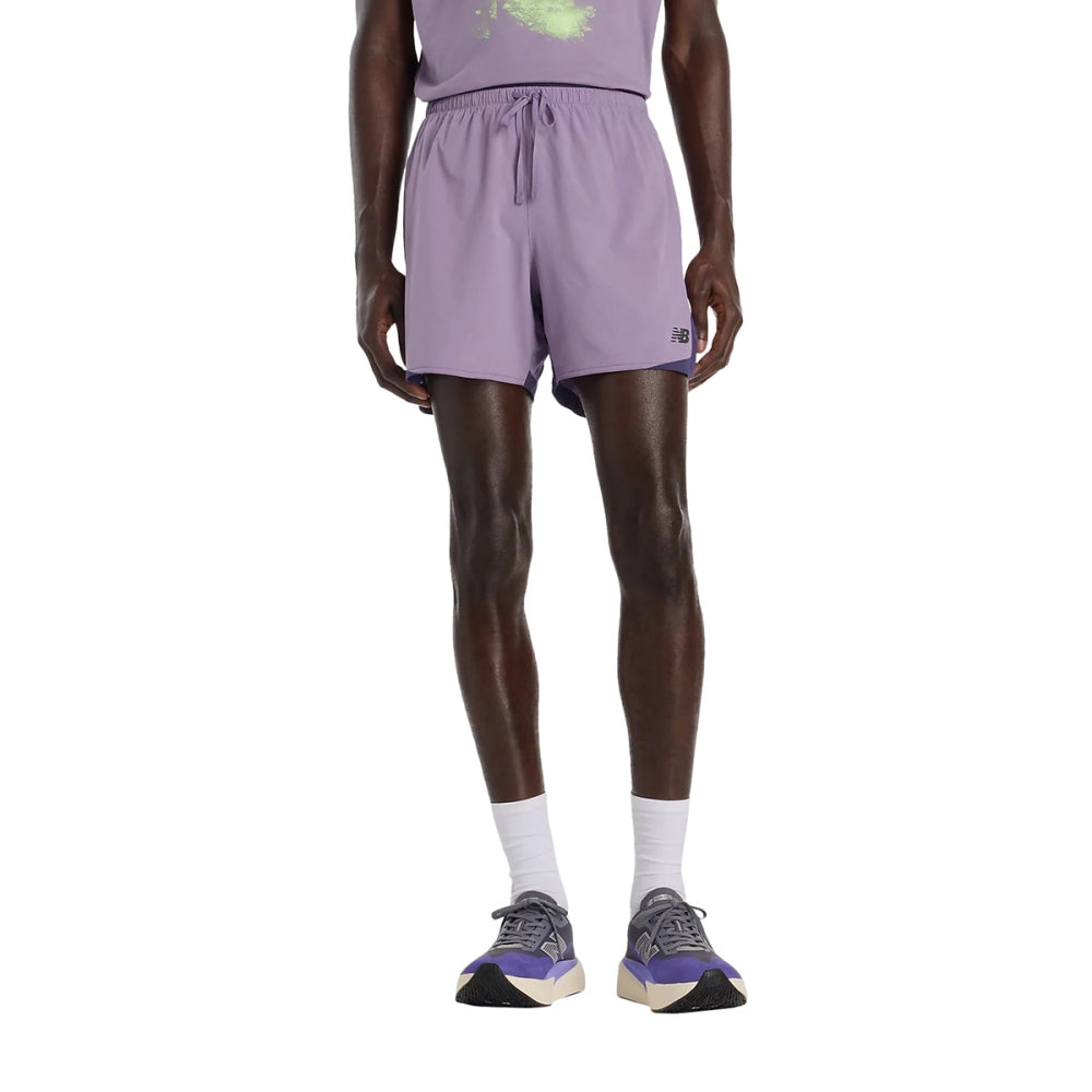 New Balance Mens Rc Essentials Short 5 Shorts in Purple Color