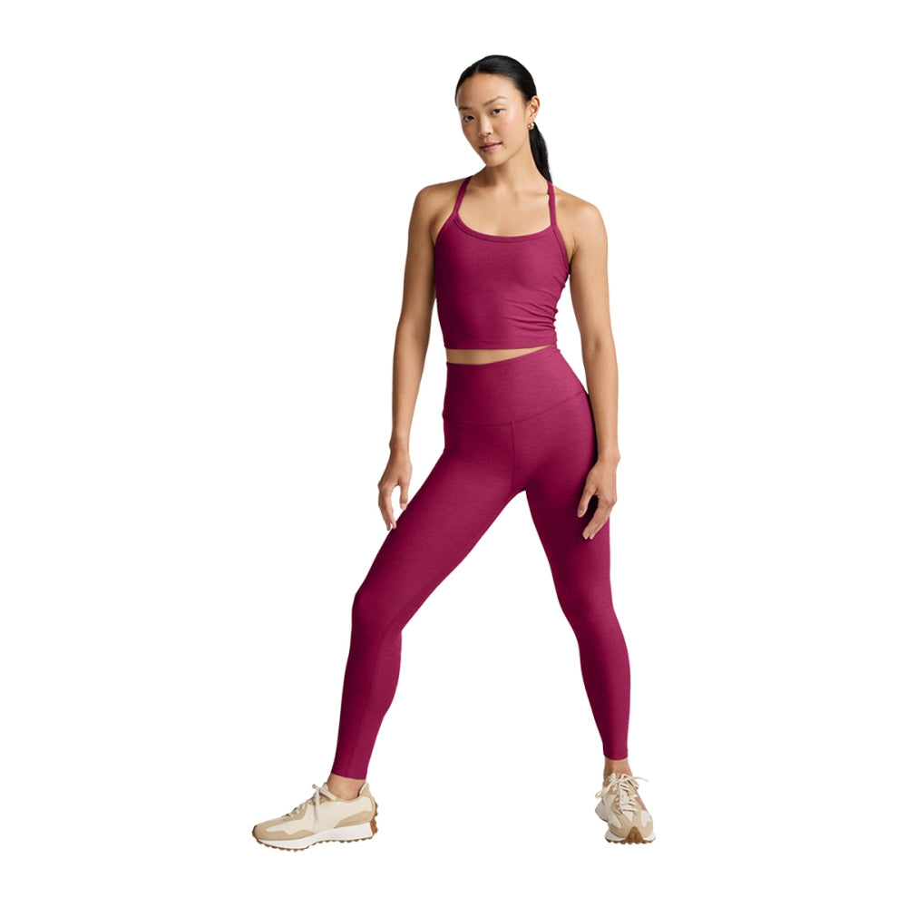 Beyond Yoga Womens Sd Slim Racerback Croppe Tops in Pink Color