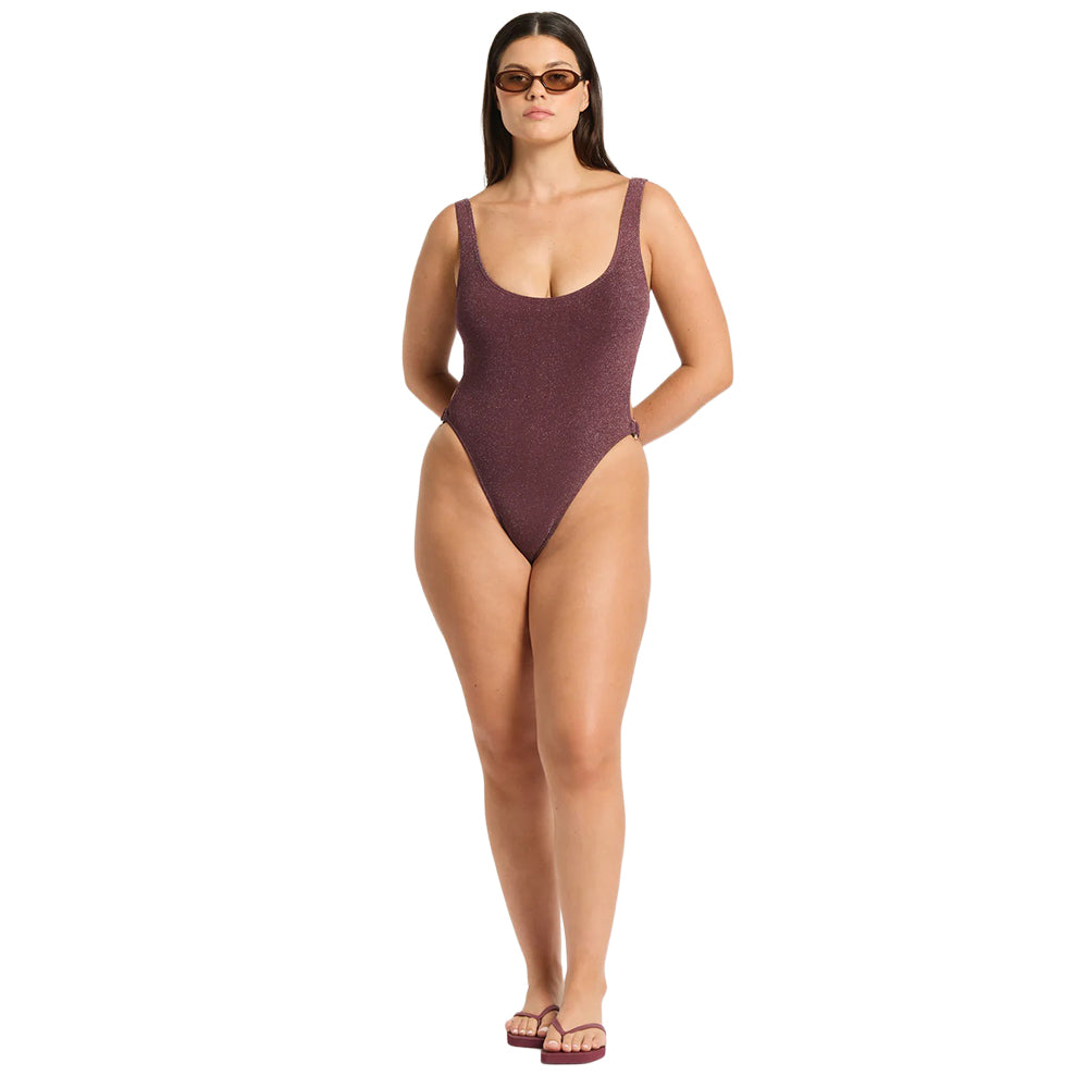 Bound By Bond-Eye Womens Ring Side Madison One Swimsuits in Purple Color