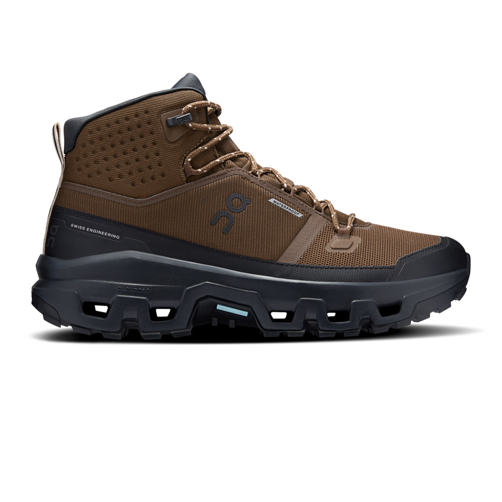 On Mens Cloudrock Mid Wp Boots in Black Color