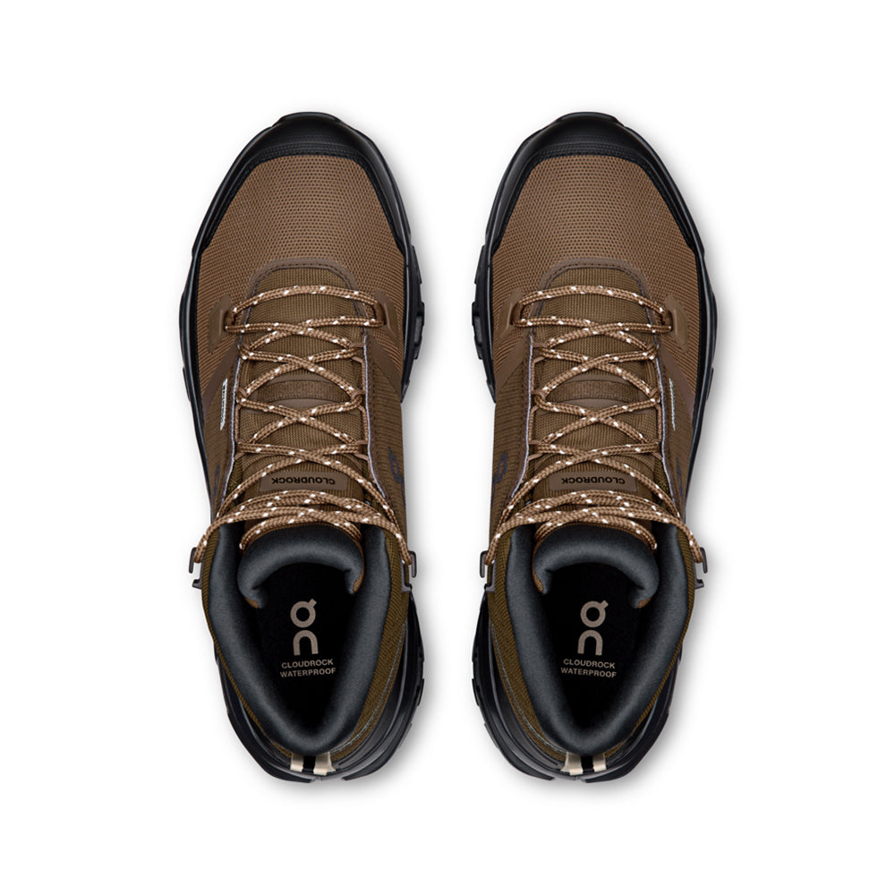 On Mens Cloudrock Mid Wp Boots in Black Color