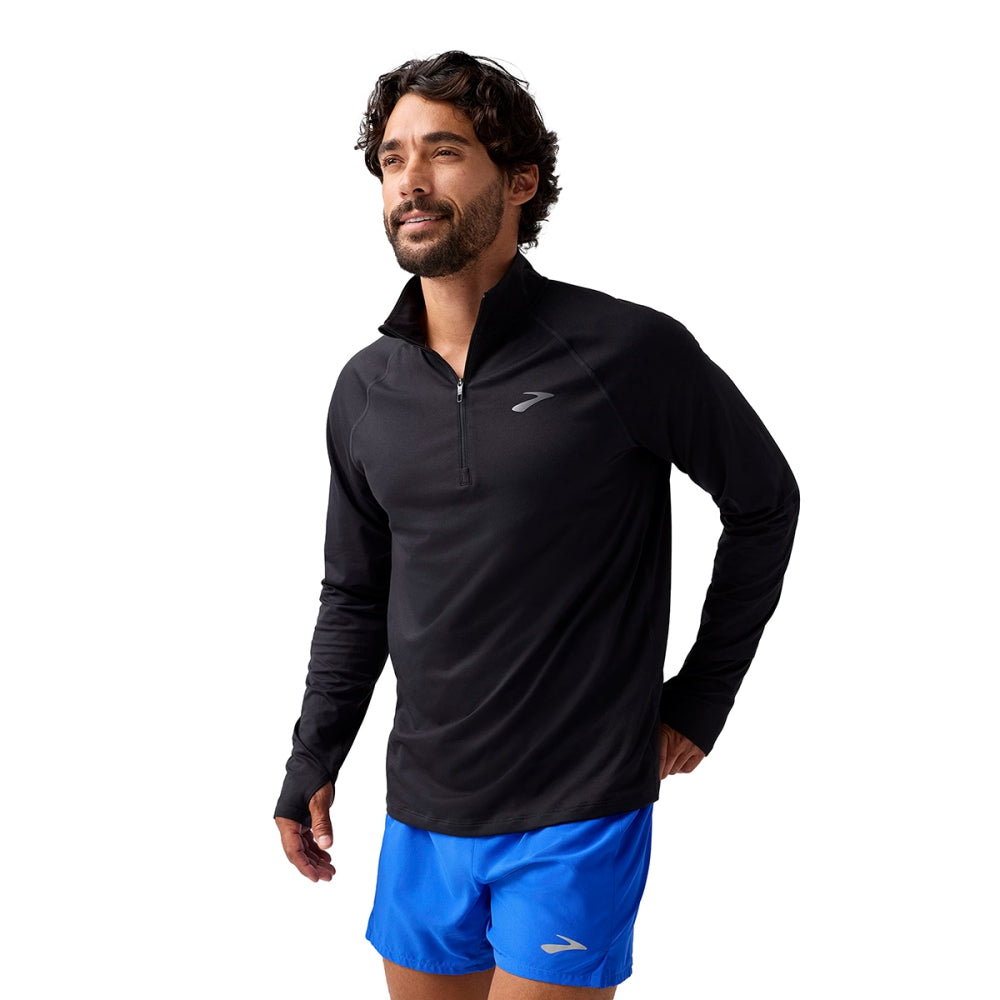 Brooks Mens Dash 1/4 Zip 3.0 Running Jackets in Black Color
