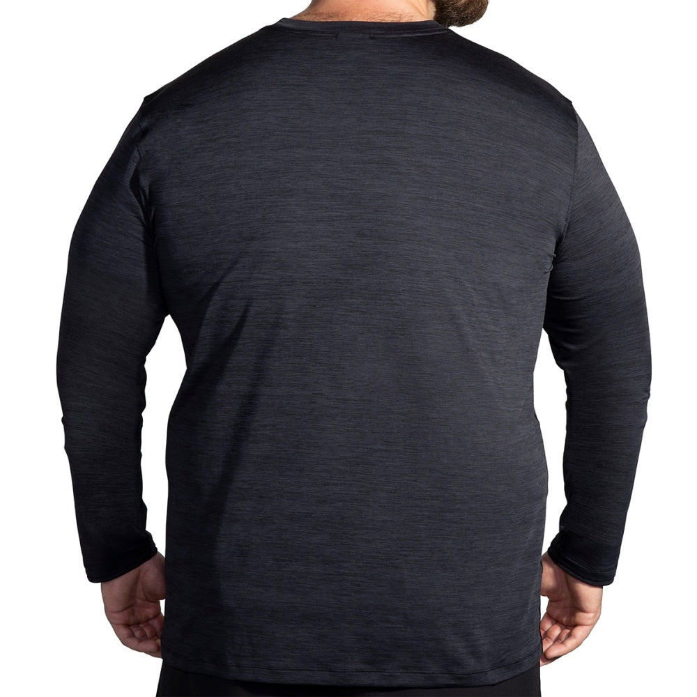 Brooks Mens Luxe Long Sleeve Tops in Black Color
