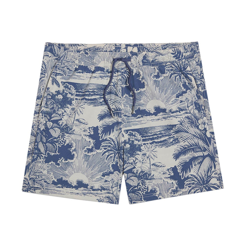 Fair Harbor Bungalow Trunk 5 In Print Swimsuits in Blue Color