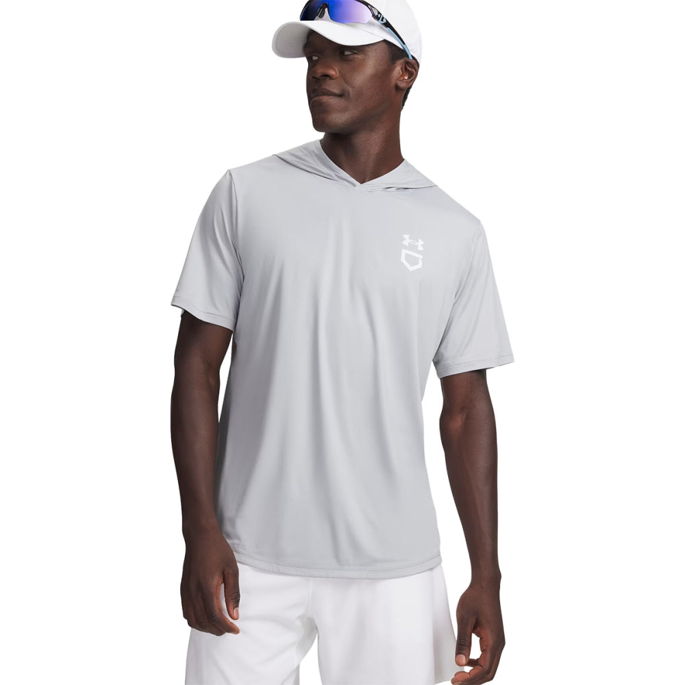 Under Armour Utlity Ltwt short sleeve Hoodie Tops in White Color