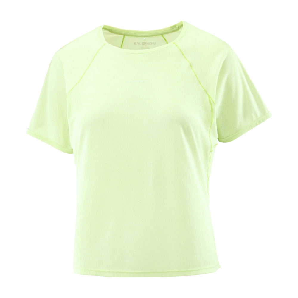 Salomon Shkout Air Cropp short sleeve Tee Tops in Green Color
