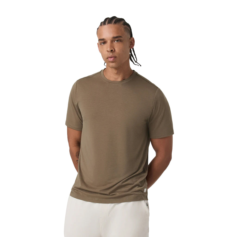 Vuori Current Tech Tee Tops in Brown Color