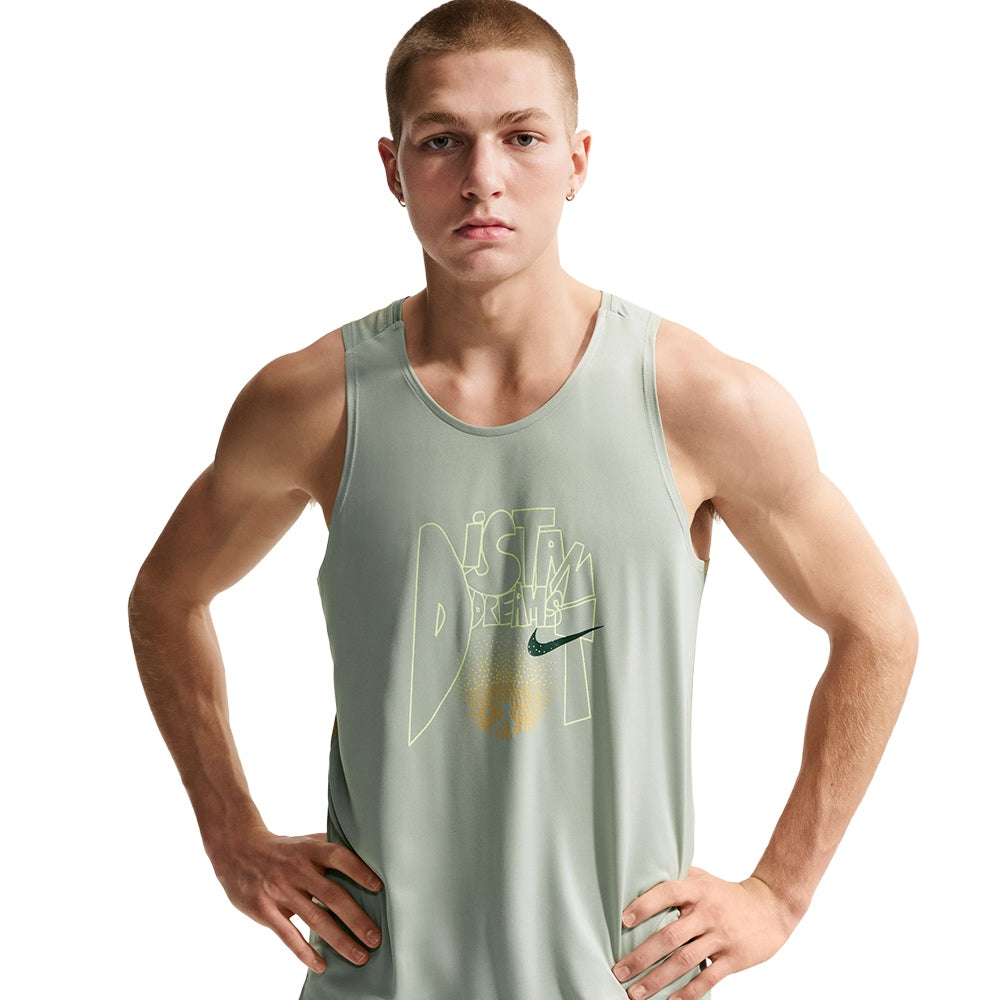 Nike M Stride Df Adv Run Tank Tops in Green Color