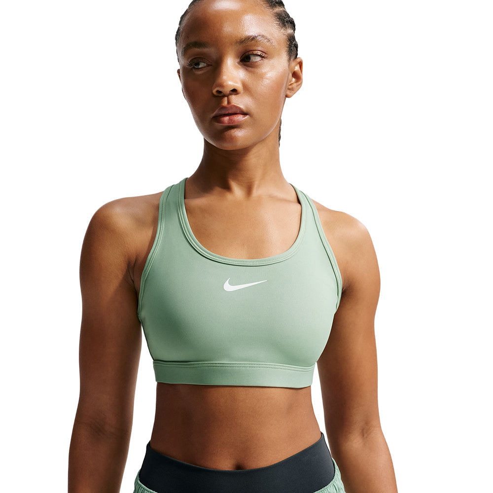 Nike Swoosh Medium Support Sports Bras in Green Color
