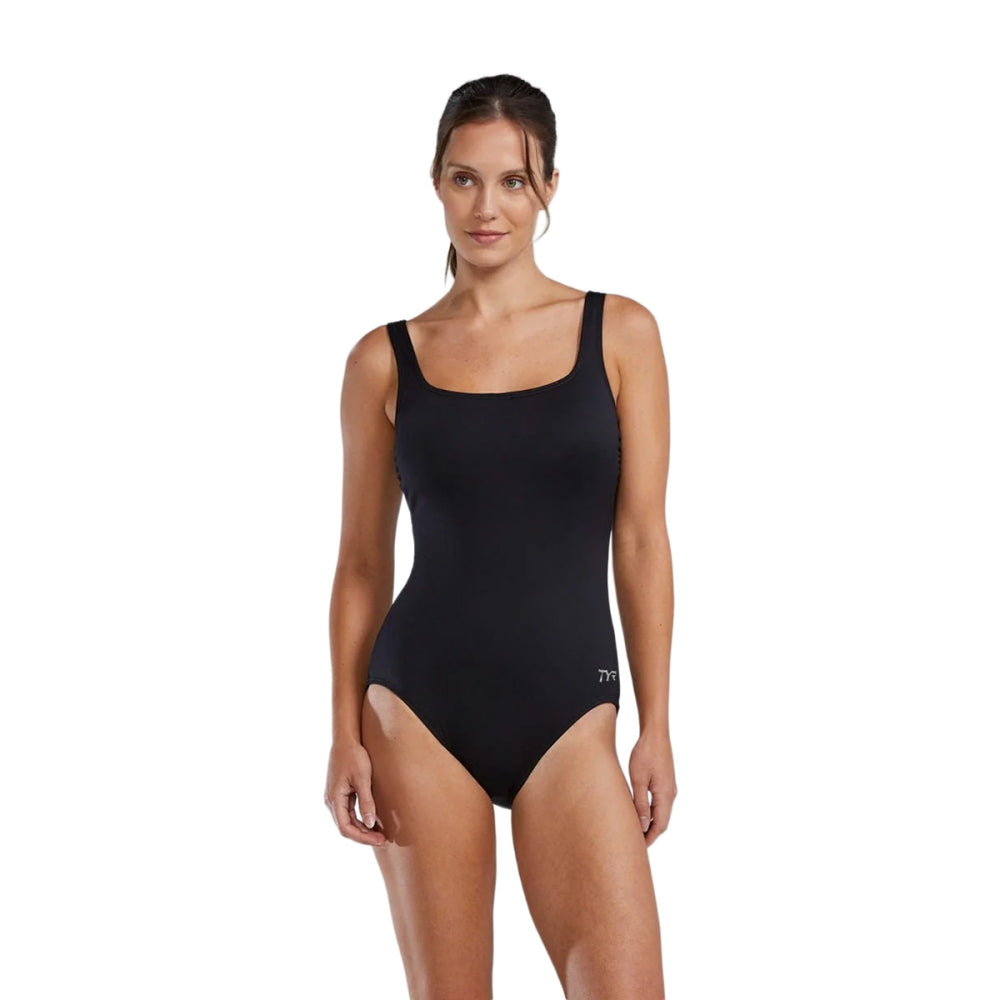 Tyr Scoop Neck Controlfit Swimsuits in Black Color