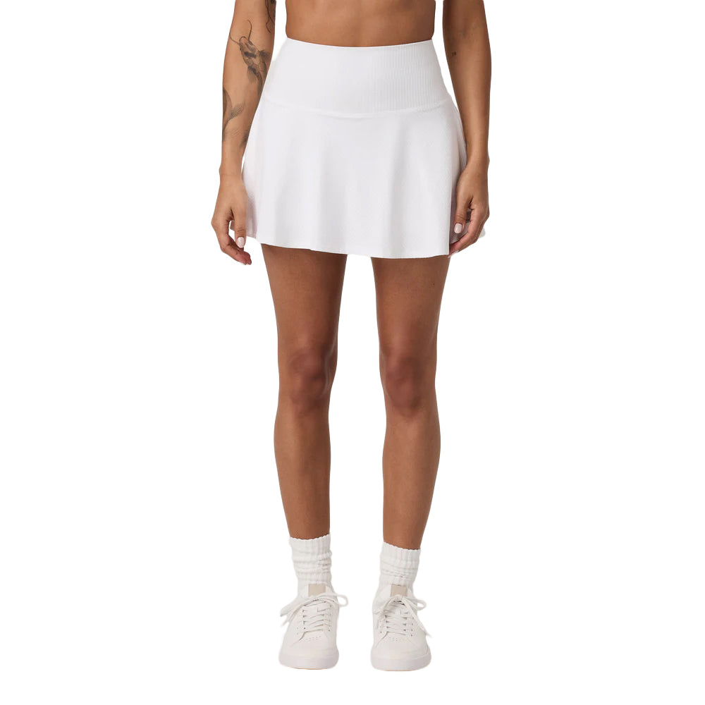 Vuori Baseline Gingham Skirt in White Color