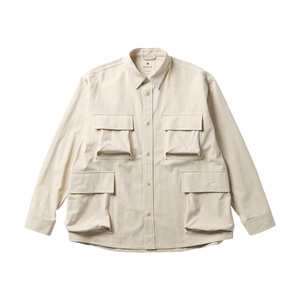 Snow Peak Takibi Herringbone Shirt Midlayer in White Color