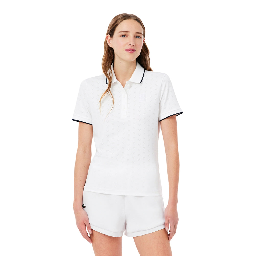 Lacoste Heritage Tech Polo Tops in White Color