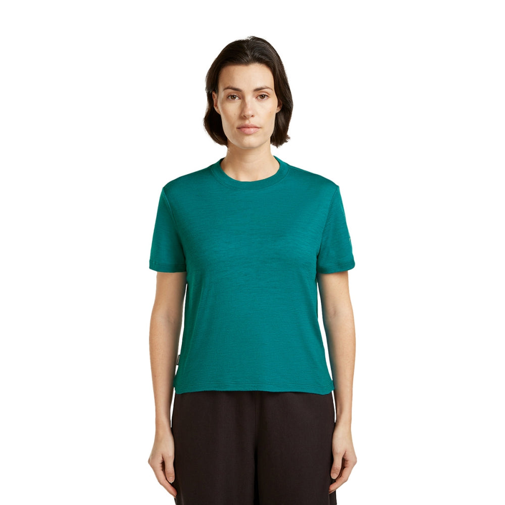 Icebreaker W 150 Tl Crop Tee Tops in Green Color