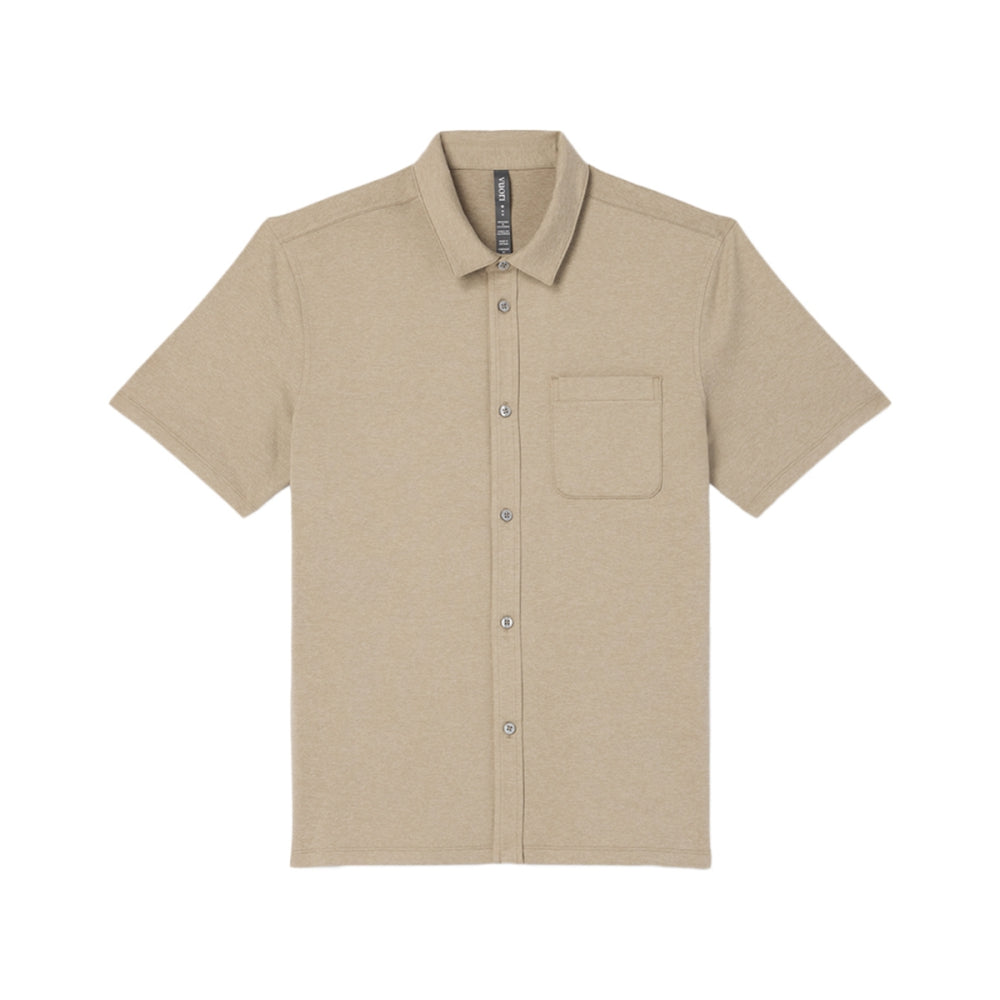Vuori S/S Ponto Button Down Tops in Khaki Color