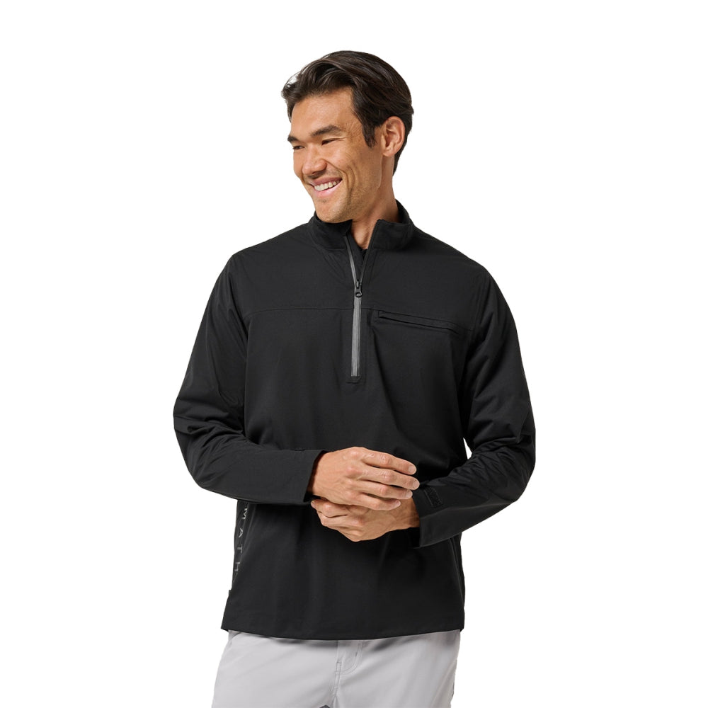 Travis Matthew On Course 2.0 Rain Top Zip-Ups in Black Color