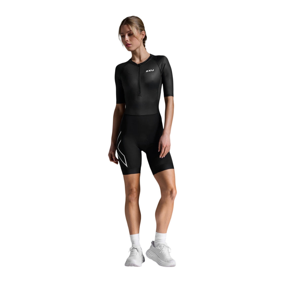 2Xu Core Sleeved Trisuit Triathlon Suits in Black Color