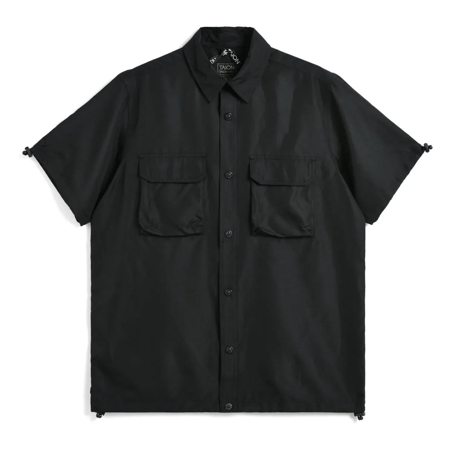 Taion M short sleeve Button Up Tops in Black Color