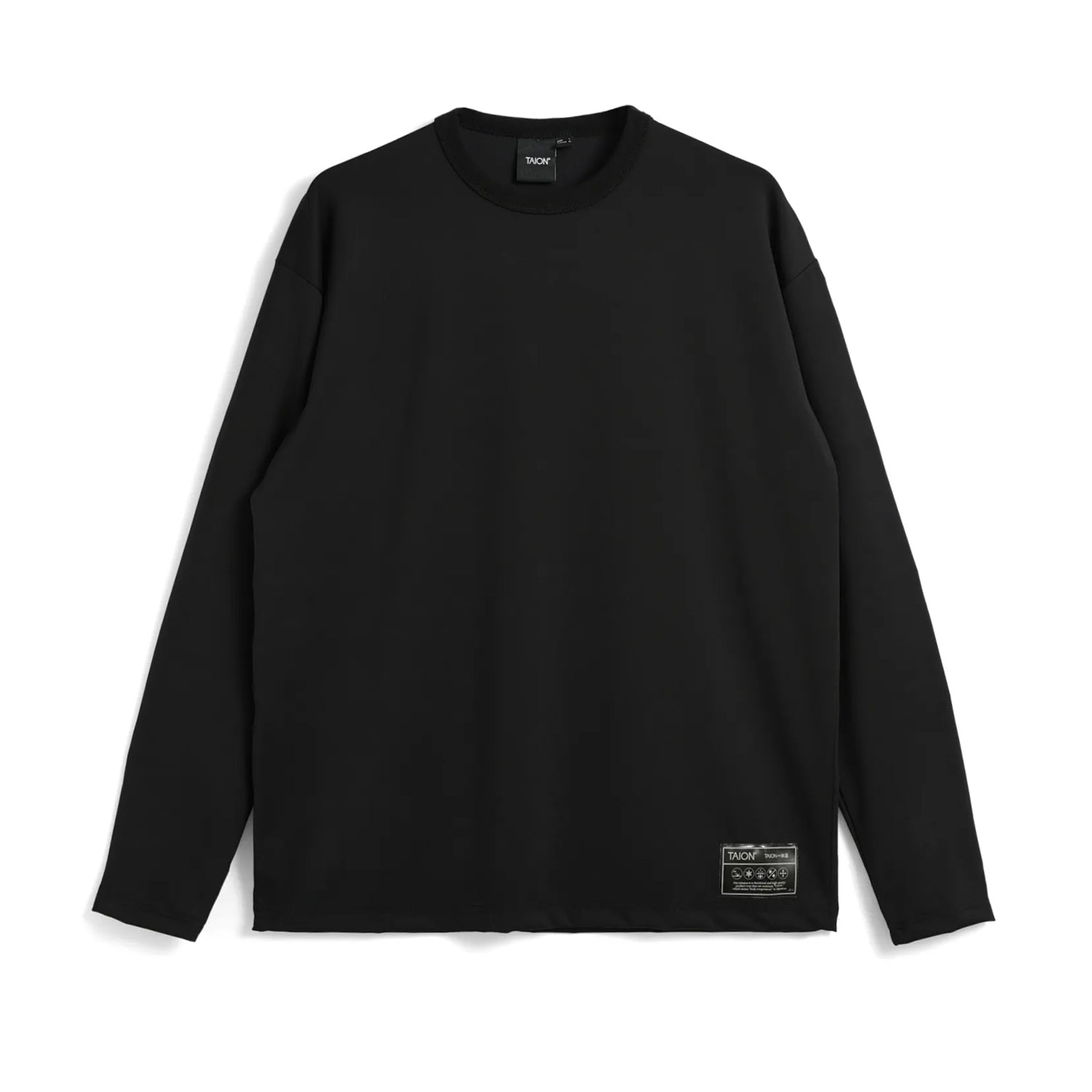 Taion M Ls Tee Crew Tops in Black Color