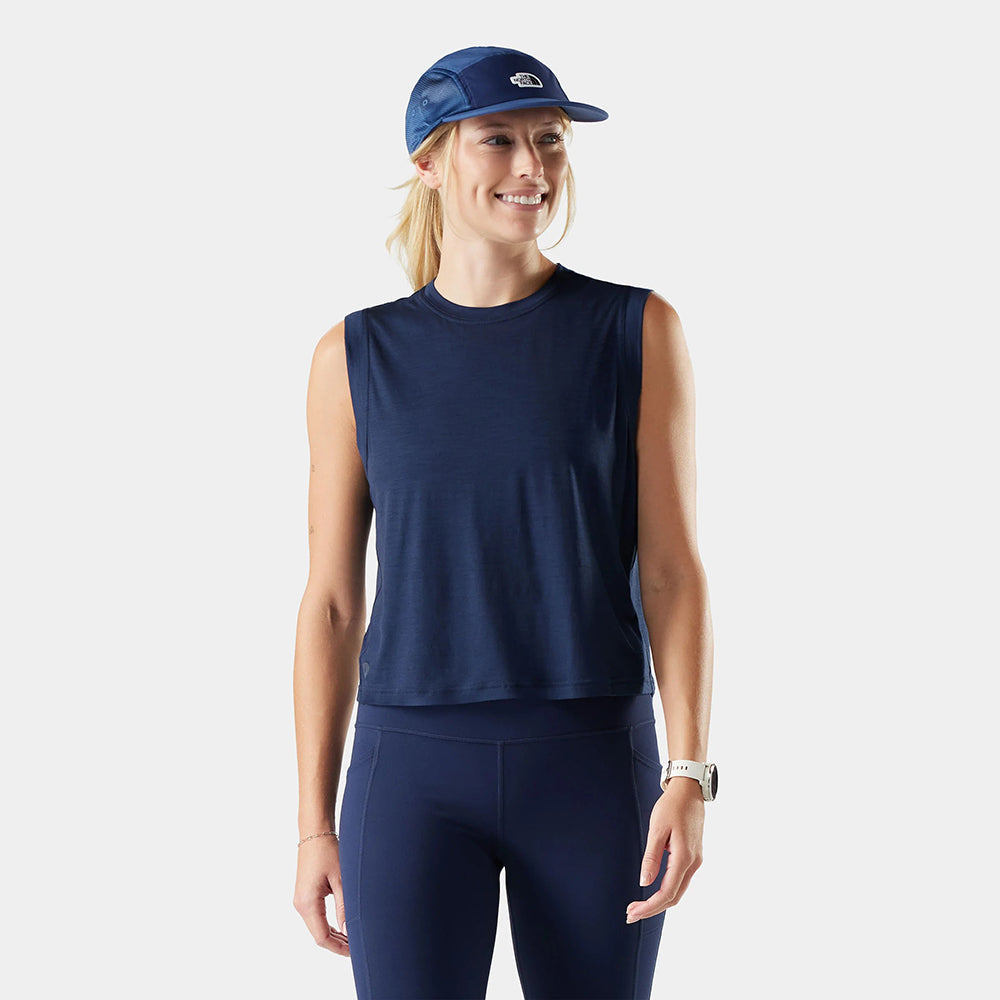 Smartwool W Active Ul Crop Tank Tops in Blue Color