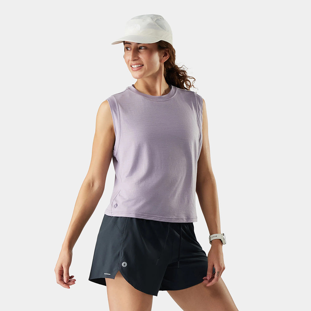 Smartwool W Active Ul Crop Tank Tops in Purple Color