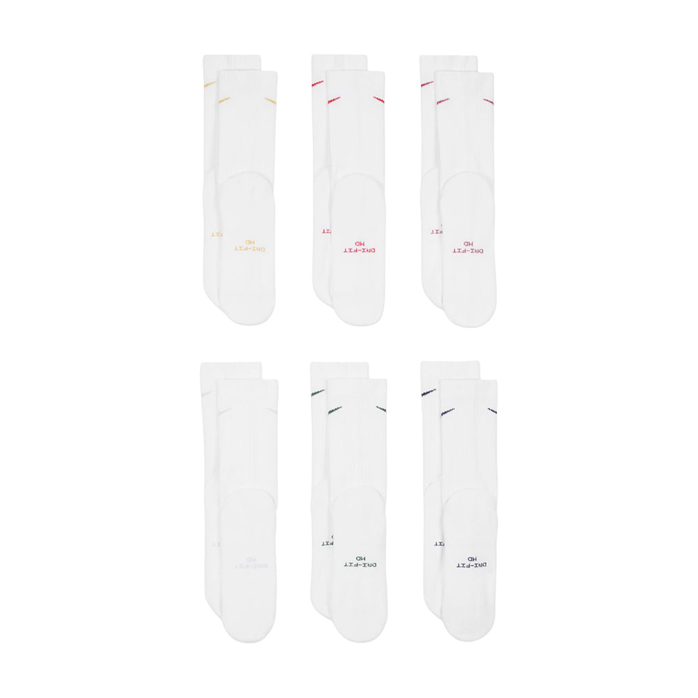Nike 6Pk Ed Elvd Dri-FIT Crew Socks in White Color