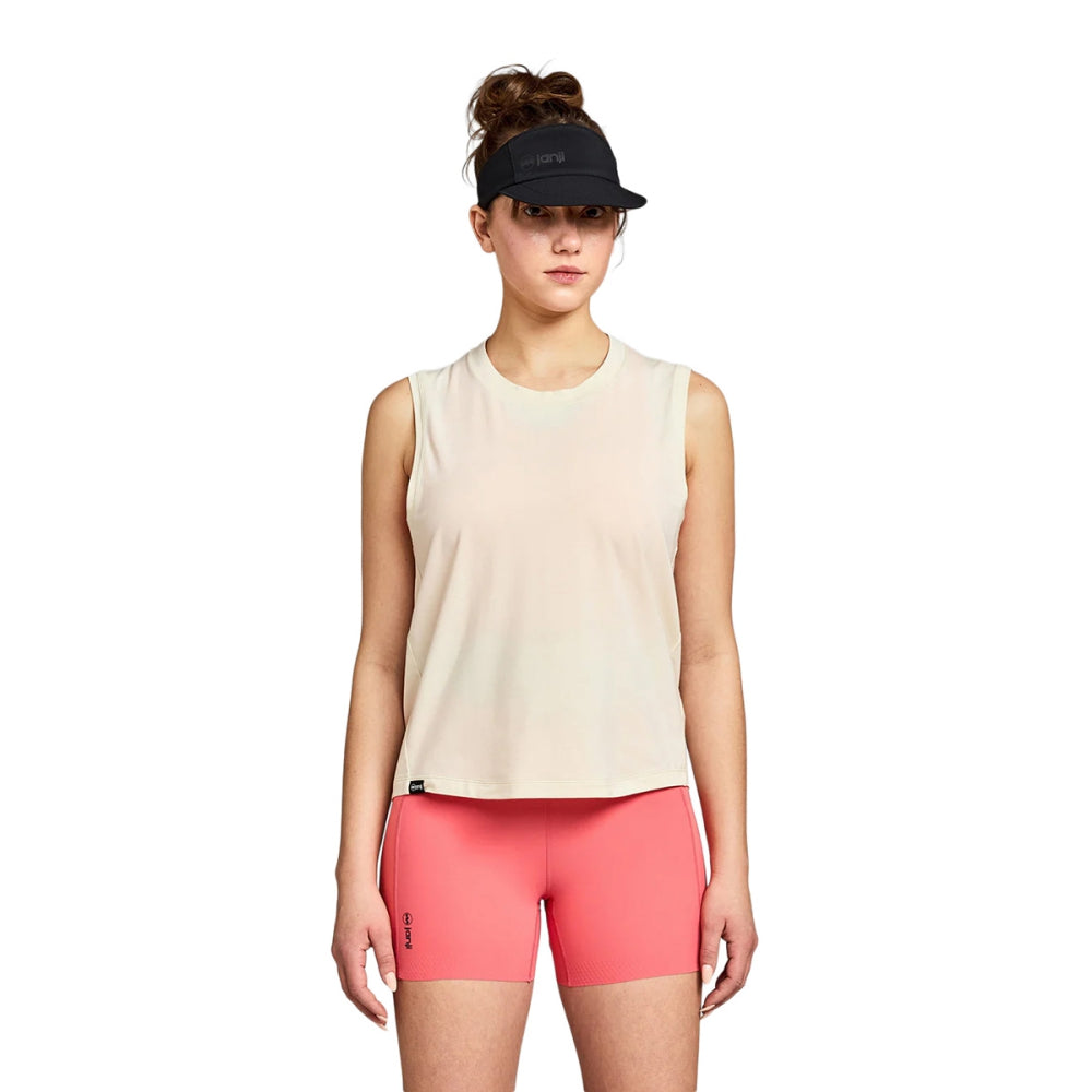 Janji W Circa Daily Muscle Tan Tops in White Color