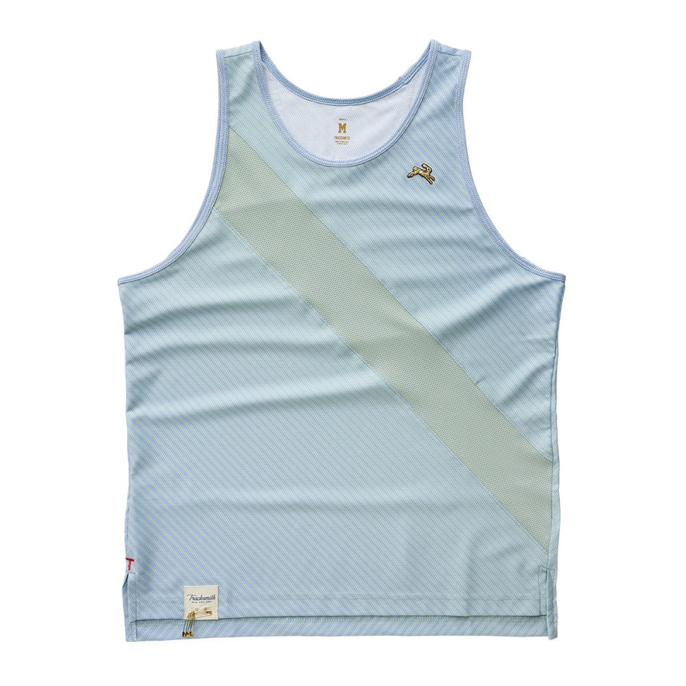 Tracksmith M Van Cortlandt Singlet Tops in Blue Color
