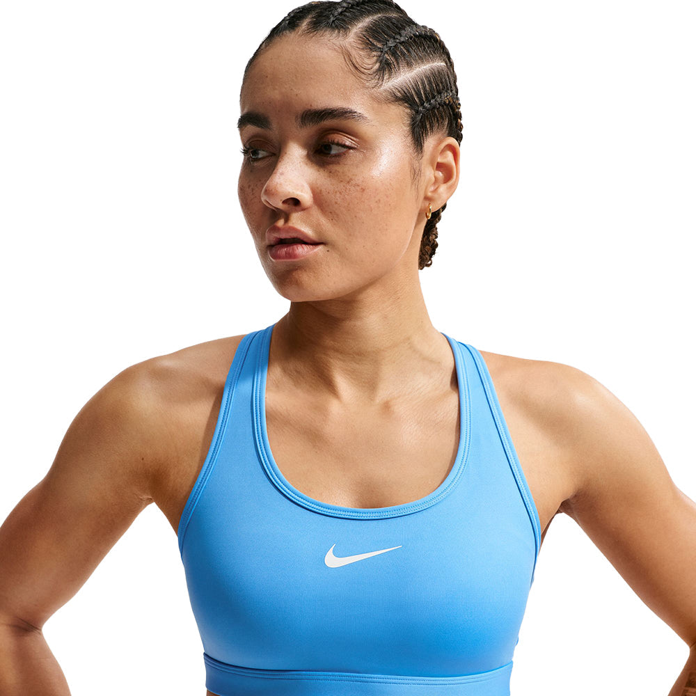 Nike Swoosh Medium Support Sports Bras in Blue Color