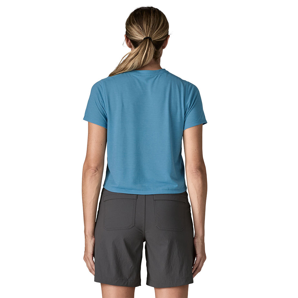 Patagonia W'S Cap Cool Trail Cropp Tops in Blue Color