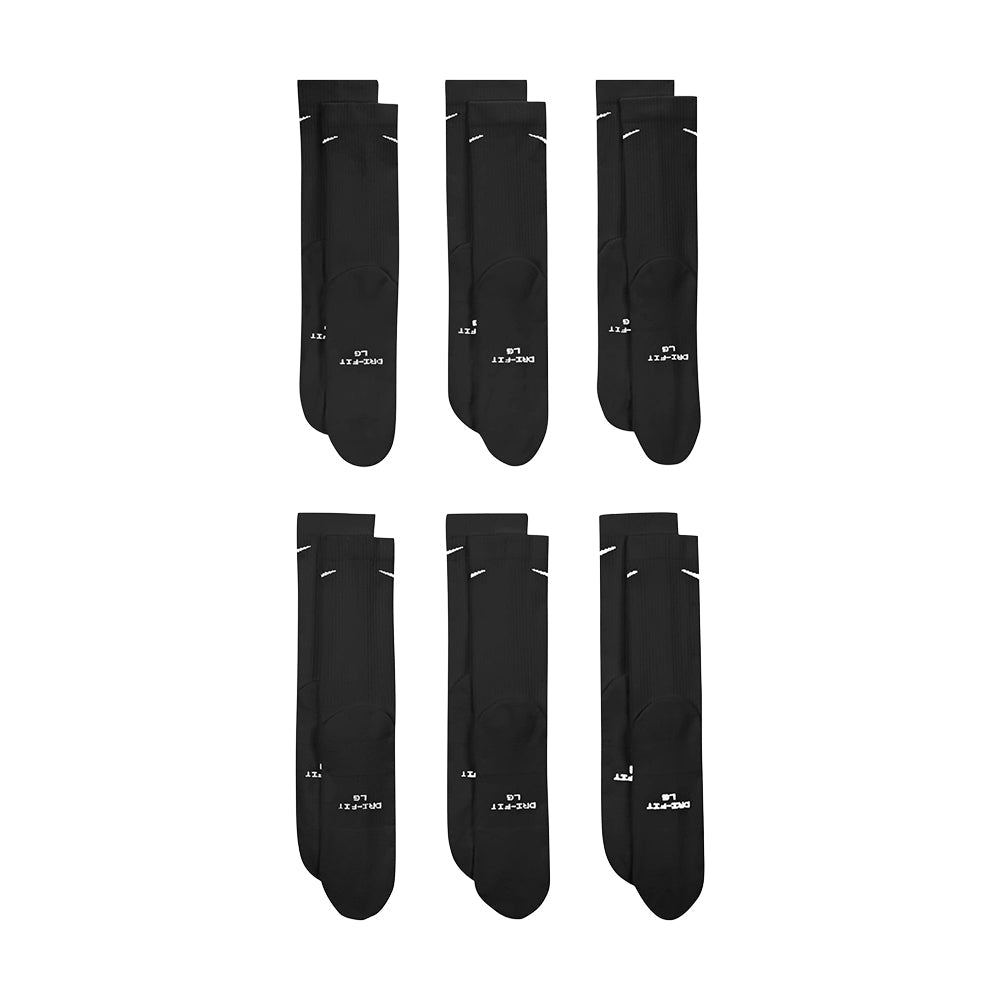 Nike 6Pk Ed Elvd Dri-FIT Crew Socks in Black Color