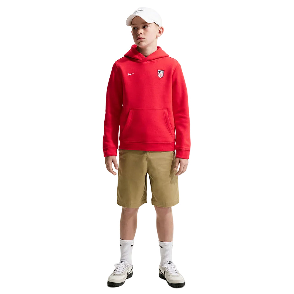 Nike Usmnt Pu Hoodie Fan Apparel in Red Color