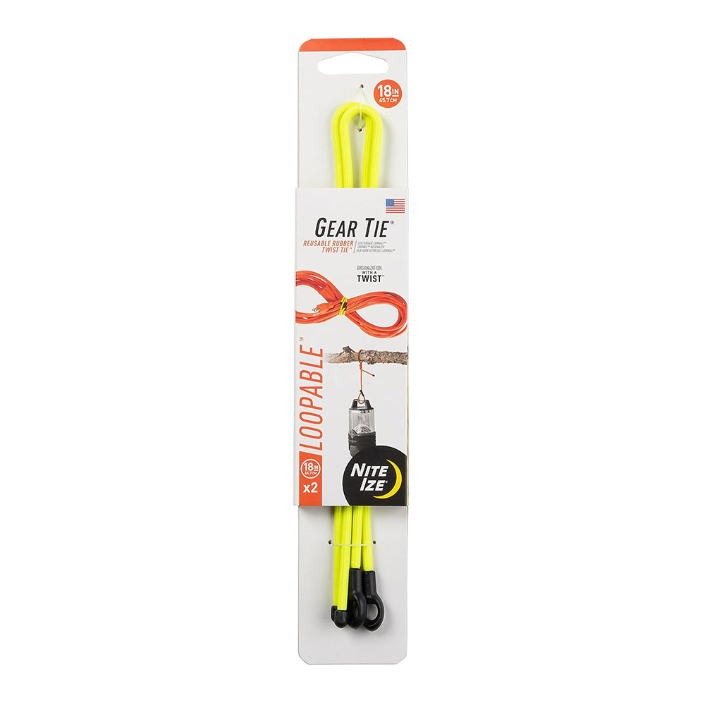 Nite Ize Gt Lpble Twst Tie 18I 2P Camping Accessories in Yellow Color