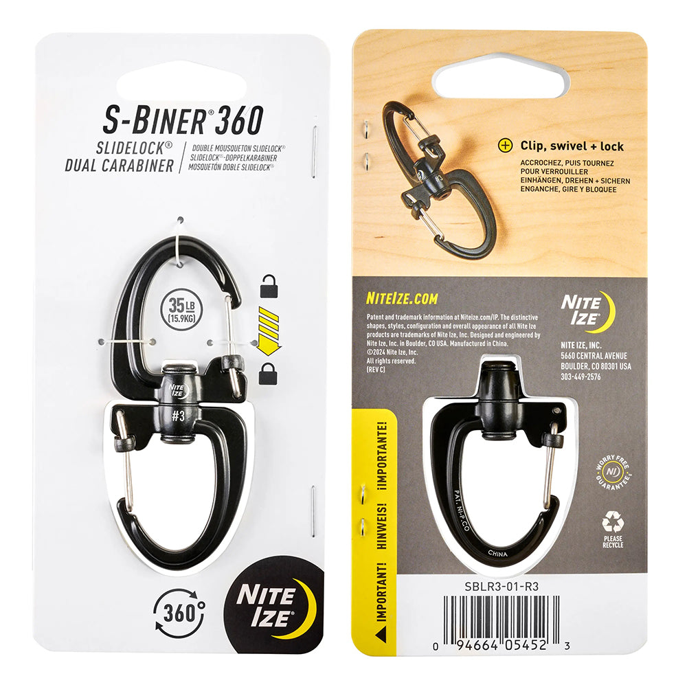 Nite Ize S Bnr 360 Lckg Dl Crb 3 Camping Accessories in Black Color