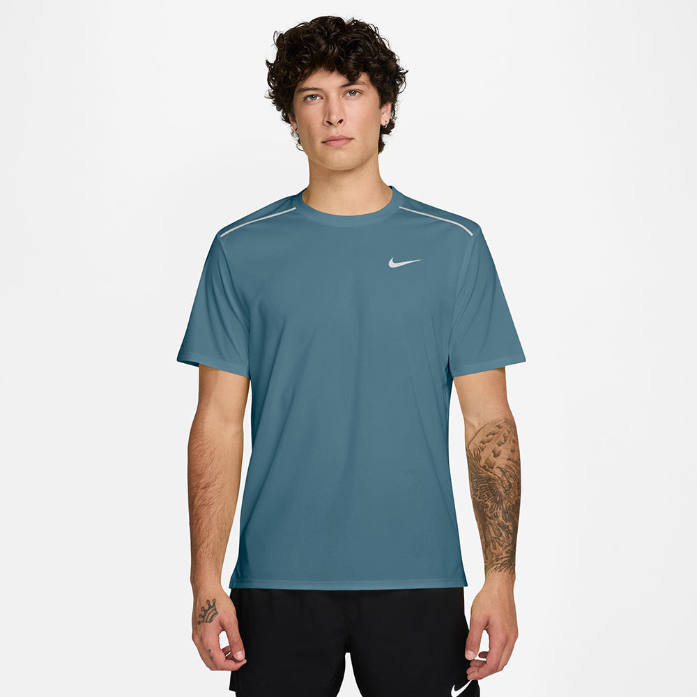 Nike M Miler Df UV Ss Run Top in Blue Color